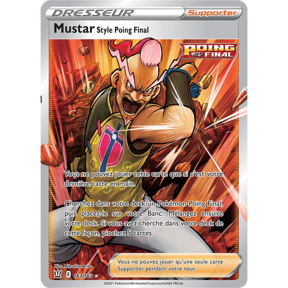 Carte Mustar Style Poing Final - Ultra rare de Pokémon Épée et Bouclier Styles de Combat 163/163