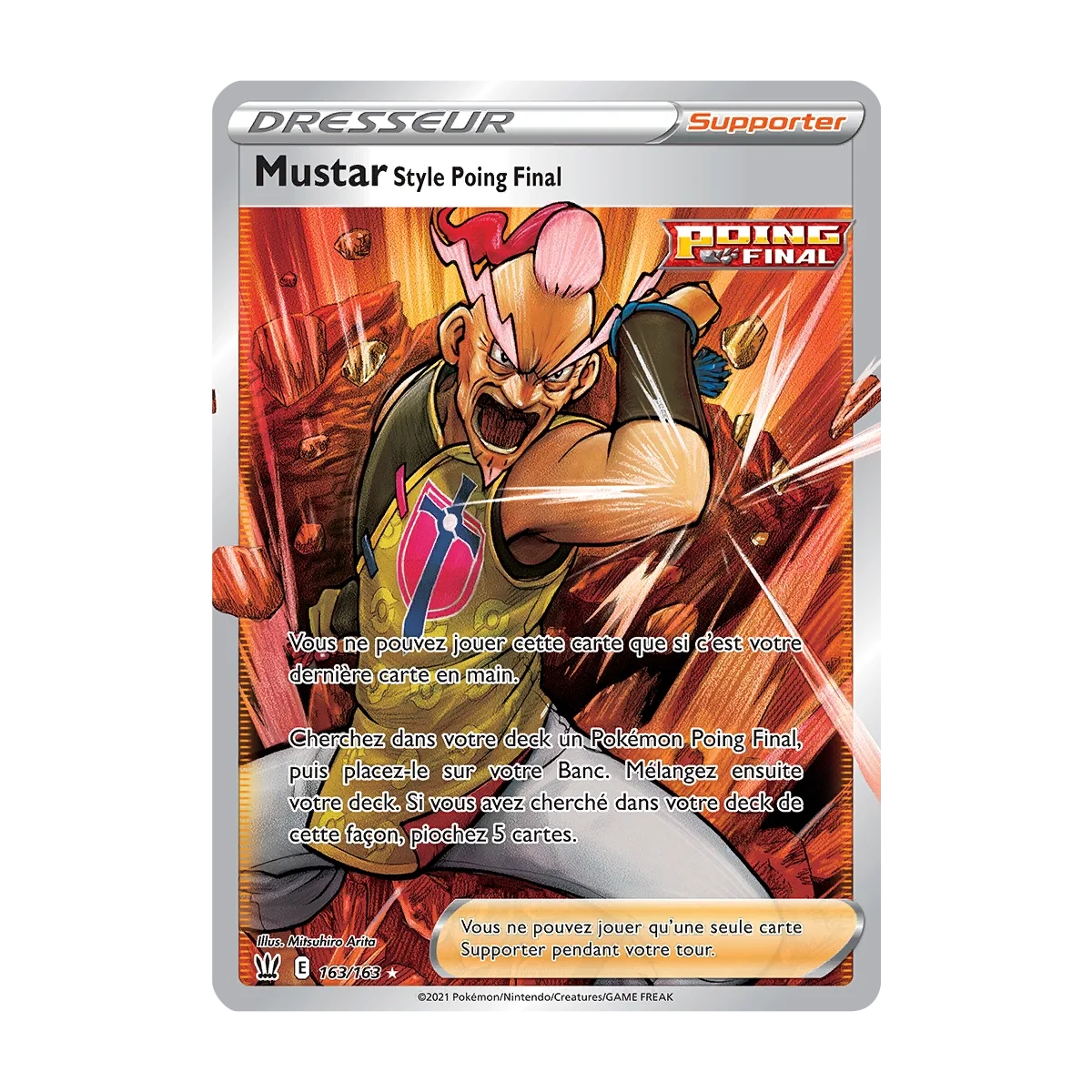 Carte Mustar Style Poing Final - Ultra rare de Pokémon Épée et Bouclier Styles de Combat 163/163